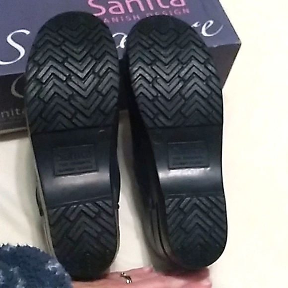 NIB Womens Sanita Signature leather metallic blue nursing shoes clogs size 38☄️ - Picture 9 of 11